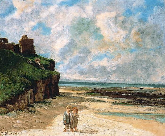 Gustave Courbet The Beach at Saint-Aubin-sur-Mer France oil painting art